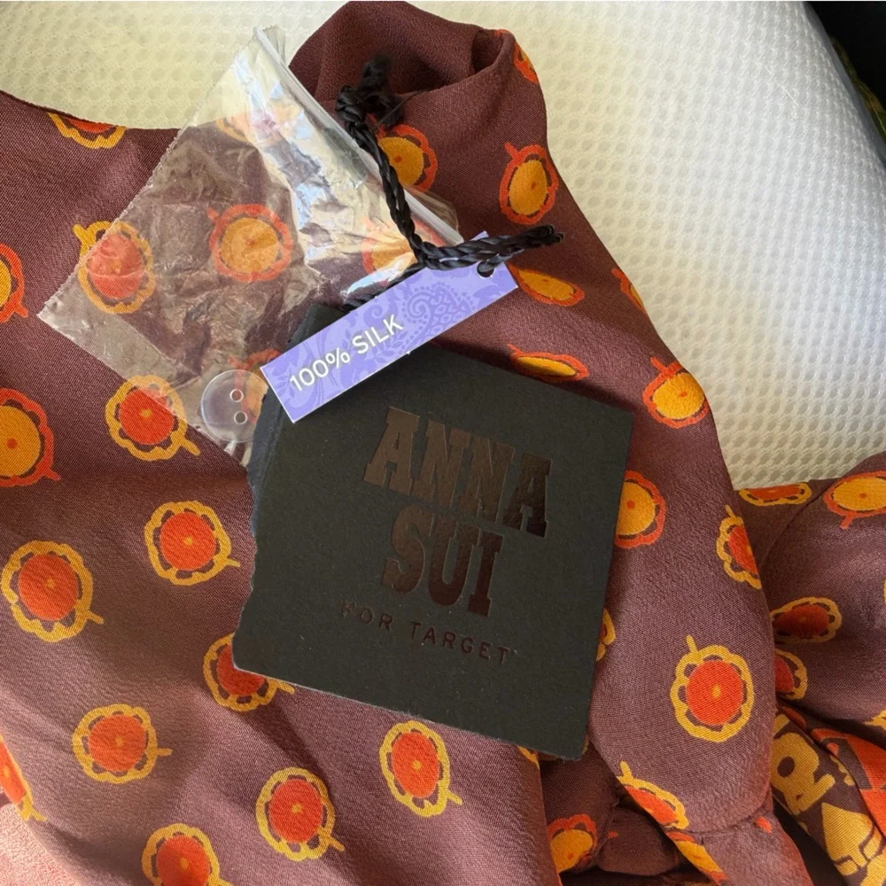 Anna Sui Brown and Orange Patterned Mini Dress - Picture 4 of 8